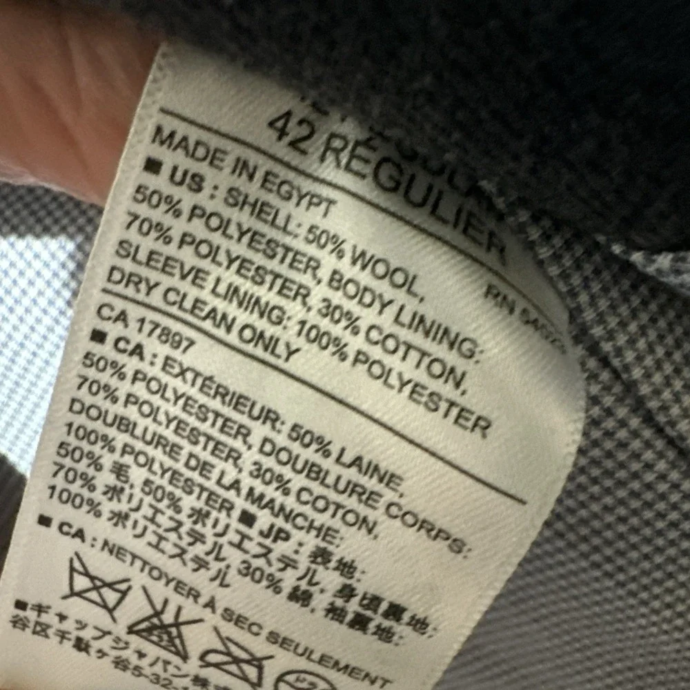 Banana Republic Men's Blazer Jacket Size 42 Gray Tailored Slim Fit‎ Windowpane